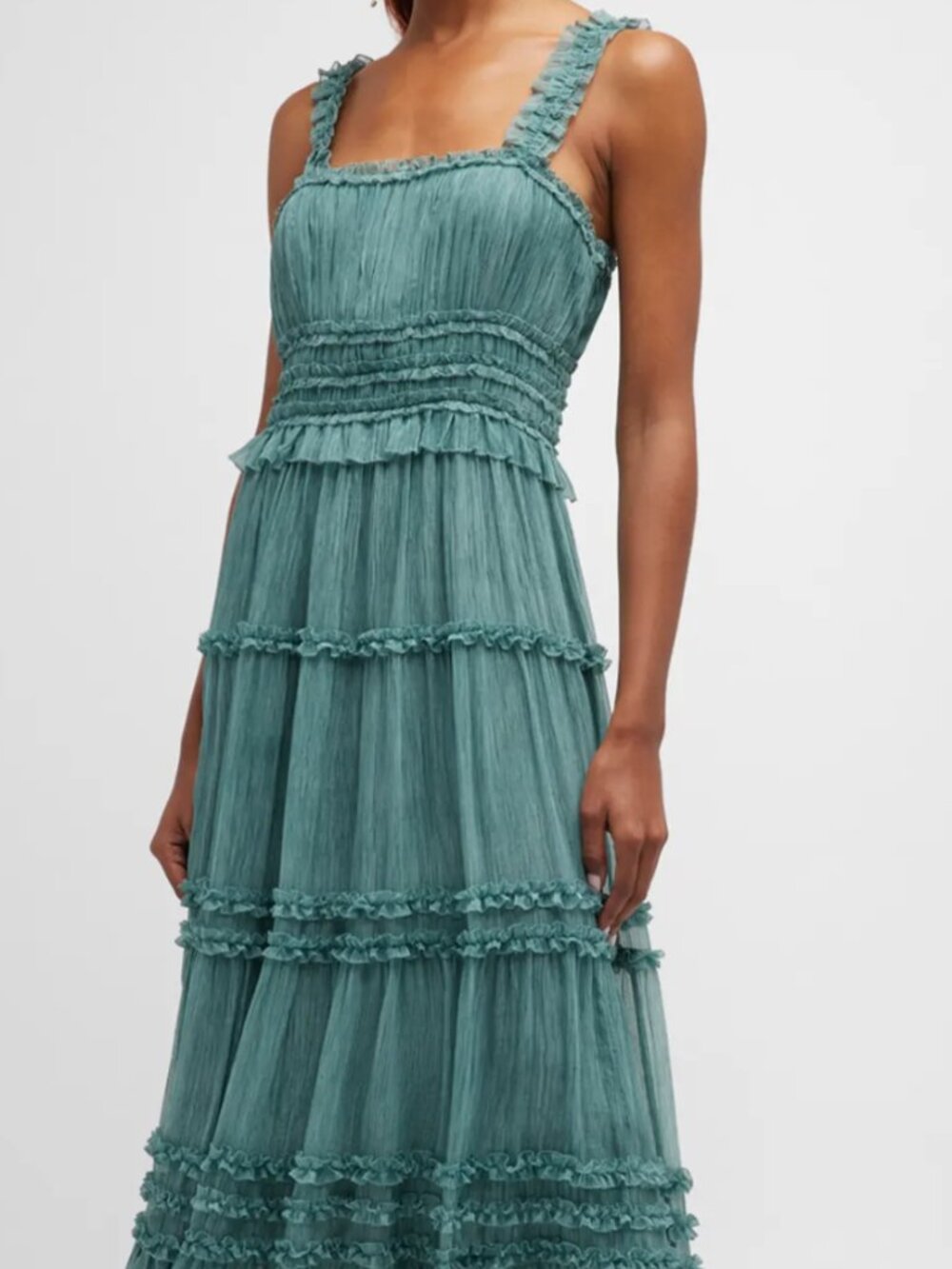 Ulla Johnson Pleated Ruffle Midi Dress
